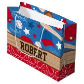 野球のスポーツのアスリートのコーチはパターンを個人化します ラージペーパーバッグ (正面アングル)