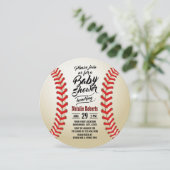 野球のスポーツのテーマのタイポグラフィのベビーシャワー 招待状 (スタンド正面)