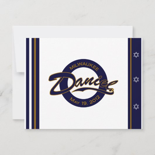 野球のスポーツバーの（ユダヤ教の）バル・ミツバーRSVPのカスタムのロゴ 出欠カード (裏面)