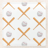 野球のスポーツパターンを練り上げる ガラスコースター (正面)