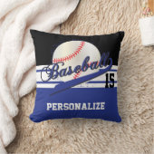 野球のスポーツ| DIY名と番号|濃い青 クッション (ブランケット)