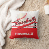 野球のスポーツ| DIY名と番号|赤 クッション (ブランケット)