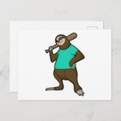 野球のスラッグが野球バットを持って ポストカード (正面/裏面)