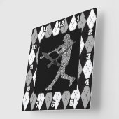 野球のソフトボールプレーヤーの印刷の柱時計 スクエア壁時計 (傾斜)