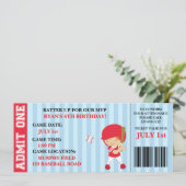 野球のチケットの誕生日招待状カスタマイズ可能 招待状 (スタンド正面)