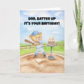 野球のテディベアで息子の誕生日をお祝いしよう カード (正面)