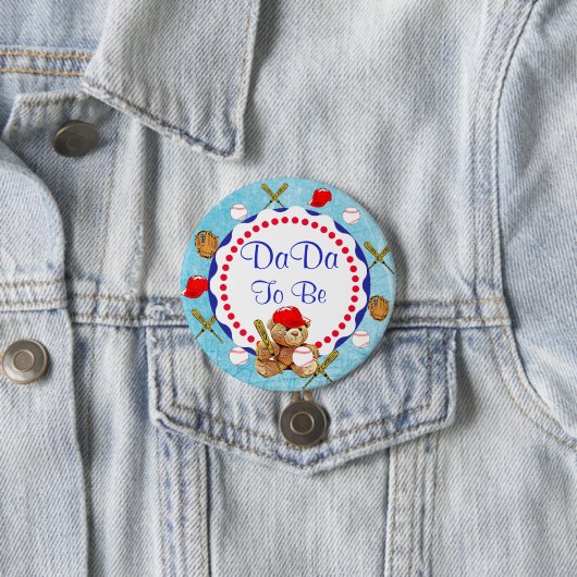 野球のテディベア·ダダダがベビーシャワーへ 缶バッジ (インサイチュ)