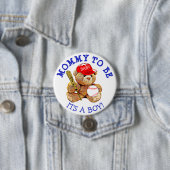 野球のテディー・ベアのベビーシャワーボタンがあるお母さん 缶バッジ (インサイチュ)