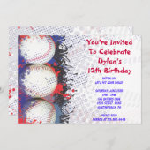 野球のテーマの招待状のハッピーバースデーのパーティー 招待状 (正面/裏面)