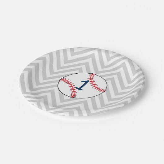 野球のテーマの最初誕生日の紙皿 ペーパープレート (アングル)