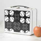 野球のデザインパターン図解入りの、写真付きのなスポーツの芸術 メタルランチボックス (インサイチュ)