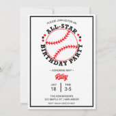 野球のトレーディングカードを使った誕生日パーティーの招待状 招待状 (裏面)