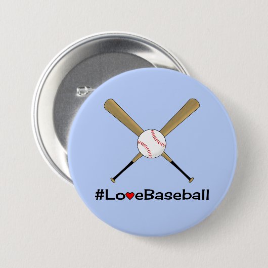 野球のハッシュタグブルースポーツを愛する 缶バッジ (正面&裏面)