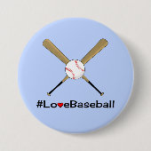 野球のハッシュタグブルースポーツを愛する 缶バッジ (正面)