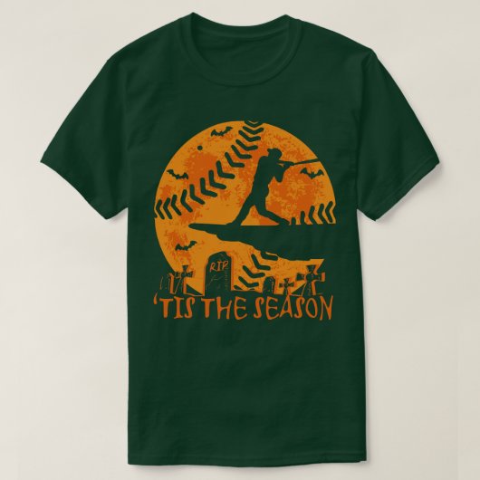 野球のハロウィーンがシーズンの野球シーズン Tシャツ (デザイン正面)