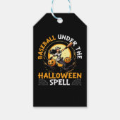 野球のハロウィーントリックまたはトリート野球選手 ギフトタグ (正面)