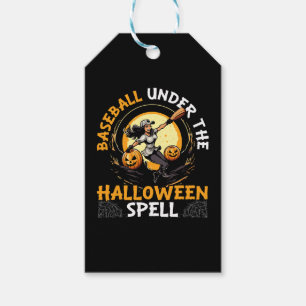 野球のハロウィーントリックまたはトリート野球選手 ギフトタグ
