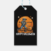 野球のハロウィーントリックまたはトリート野球選手 ギフトタグ (正面)