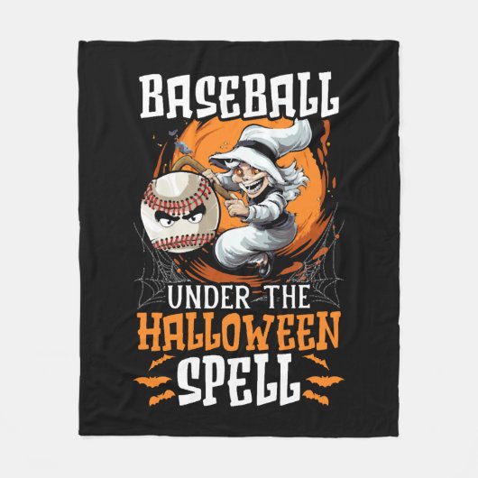 野球のハロウィーントリックまたはトリート野球選手 フリースブランケット (正面)