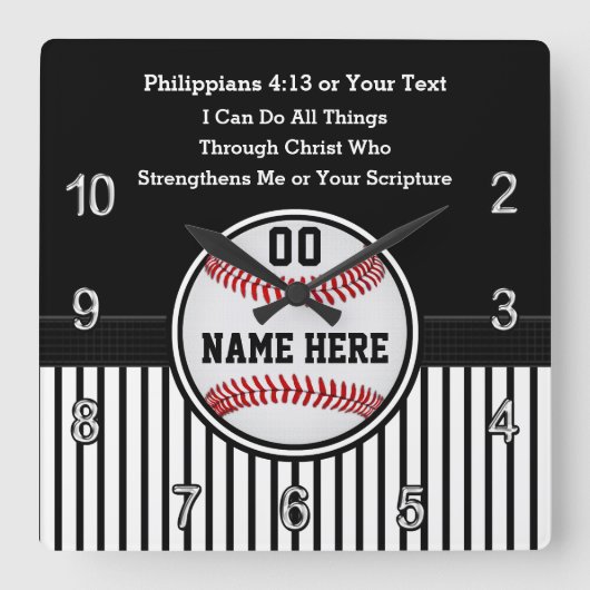 野球のバイブル・バースにキリスト教の野球の贈り物 スクエア壁時計 (正面)