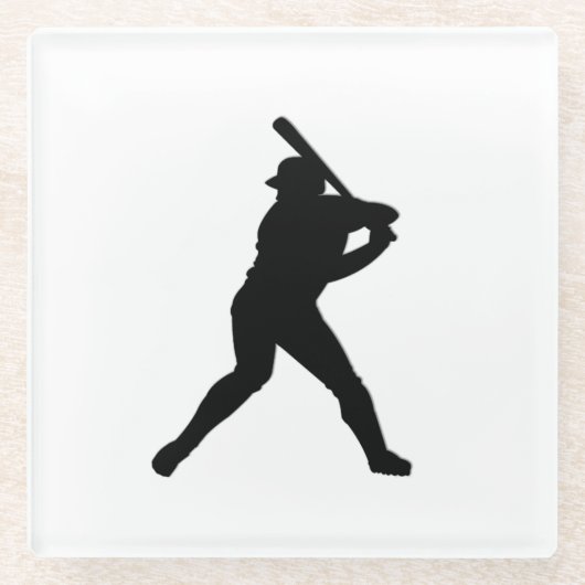 野球のバッター 白いスポーツ ガラスコースター (正面)