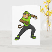 野球のバットを持った猿 カード (黄色い花)