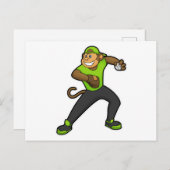 野球のバットを持った猿 ポストカード (正面/裏面)