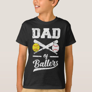 野球のパパとソフトボール選手の Tシャツ