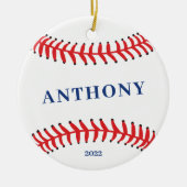 野球のパーソナライズされたクリスマス セラミックオーナメント (正面)