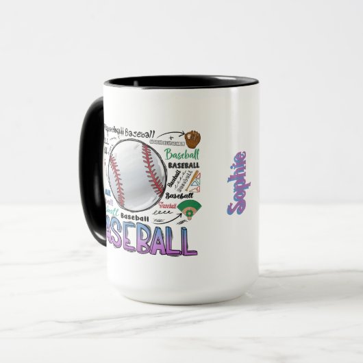 野球のパーソナライズされたマグカップ マグカップ (正面左)
