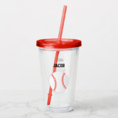 野球のパーソナライズされた子供 アクリルタンブラー (裏面)