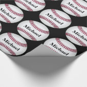 野球のパーソナライズされた贈り物 ラッピングペーパー (角)