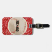 野球のパーソナライズで赤い野球パターン ラゲッジタグ (正面横)