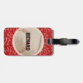 野球のパーソナライズで赤い野球パターン ラゲッジタグ (裏面横)