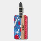 野球のパーソナライズ名スポーツファンのおもしろいパターン ラゲッジタグ (正面縦)