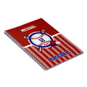 野球のパーソナライズ⚾ – 赤、白、青 ノートブック (右側)