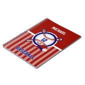 野球のパーソナライズ⚾ – 赤、白、青 ノートブック (左側)