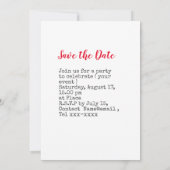 野球のパーティーの日程を保存しよう 招待状 (裏面)