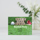 野球のパーティーは日付を緑の草の上に保存 ポストカード (スタンド正面)