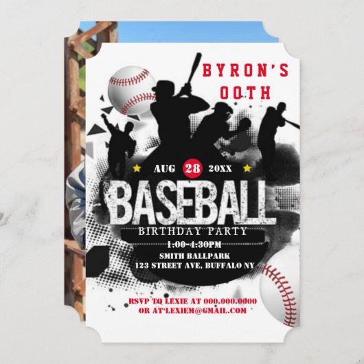 野球のフォトバースデーパーティーの追加 (正面/裏面)