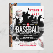 野球のフォトバースデーパーティーの追加 招待状 (正面/裏面)