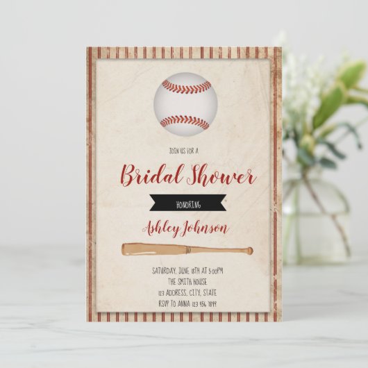 野球のブライダルシャワーのパーティの招待状 招待状 (スタンド正面)