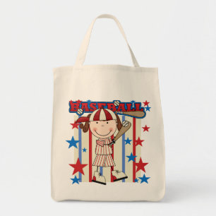 野球のブルネットの女の子のTシャツおよびギフト トートバッグ
