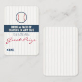 野球のベビーシャワーのおむつのラッフルのチケット エンクロージャーカード (正面/裏面)