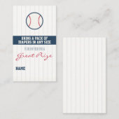 野球のベビーシャワーのおむつのラッフルのチケット 名刺 (正面/裏面)