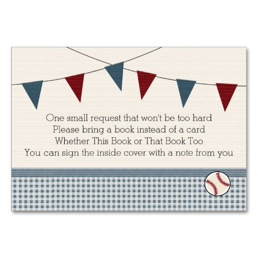 野球のベビーシャワーの本REQEUSTカード テーブルナンバー (正面)