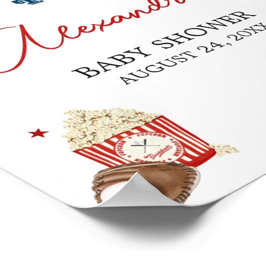 野球のベビーシャワーへようこそ ポスター (角)
