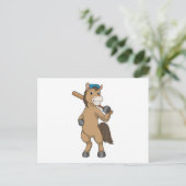 野球のベースボールで野球のバットを持つ馬 ポストカード (スタンド正面)