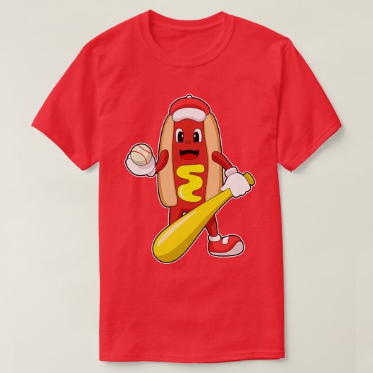 野球のホットドッグこうもり Tシャツ (デザイン正面)