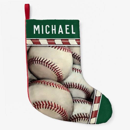 野球のホリデーギフト スモールクリスマスストッキング (正面)